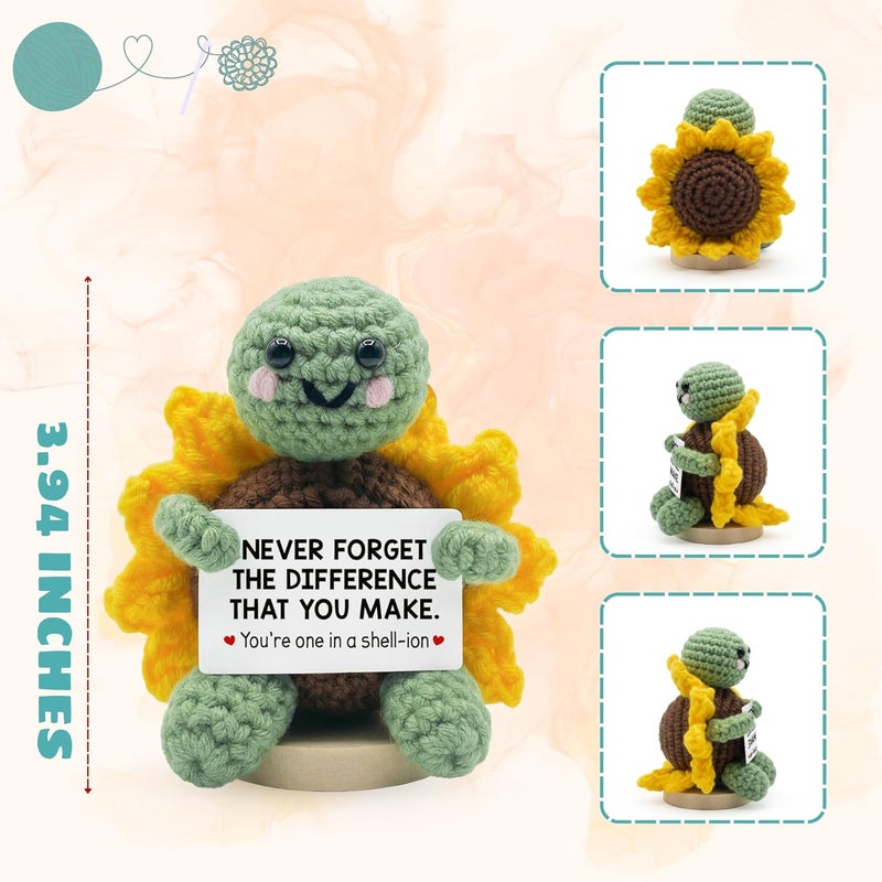 TEEBIM Thank You Gifts for Women - Christmas Appreciation Gifts for Coworkers, Boss, Manager, Office, Teacher, Nurse - Never Forget The Difference You Make Inspirational Positive Turtle Crochet - Image 2